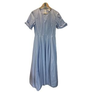 COS‎ Womens Maxi Short Sleeve Dress Size 8 Blue Stripe Cotton